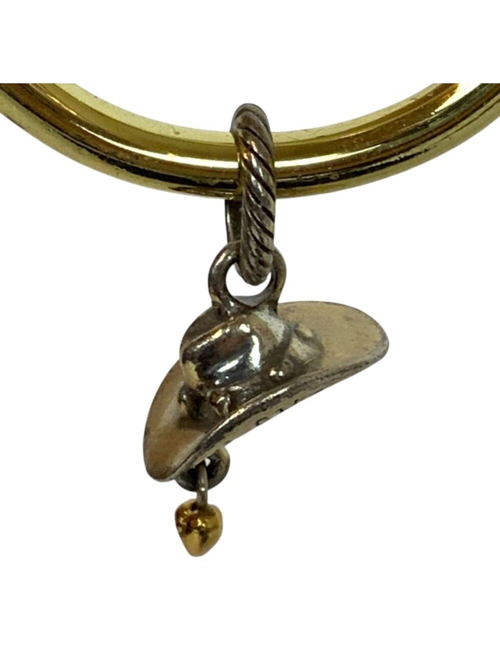 Brighton Cowboy Hat Charm Howdy Oklahoma Engraving Gold Heart Drop Silverplate